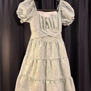 Rare Editions Mint Green Puff Sleeve Dress